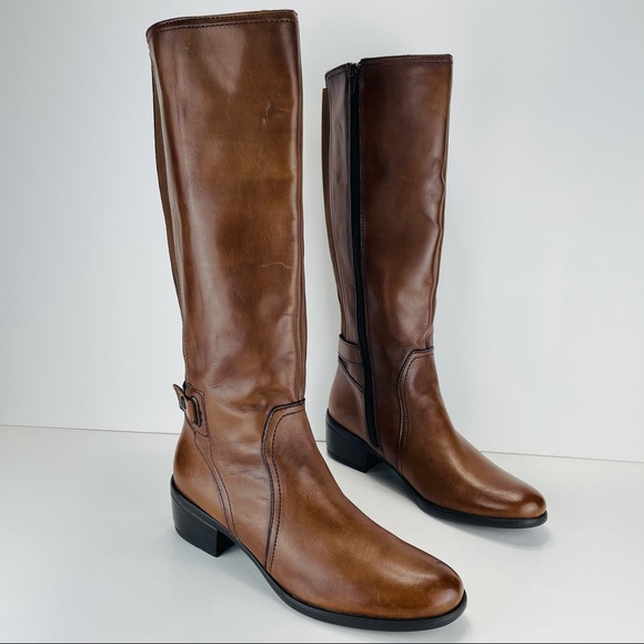 📌SOLD📌 BUSSOLA STYLE ANTWERPEN TAN LEATHER TALL BOOTS - Picture 3 of 16
